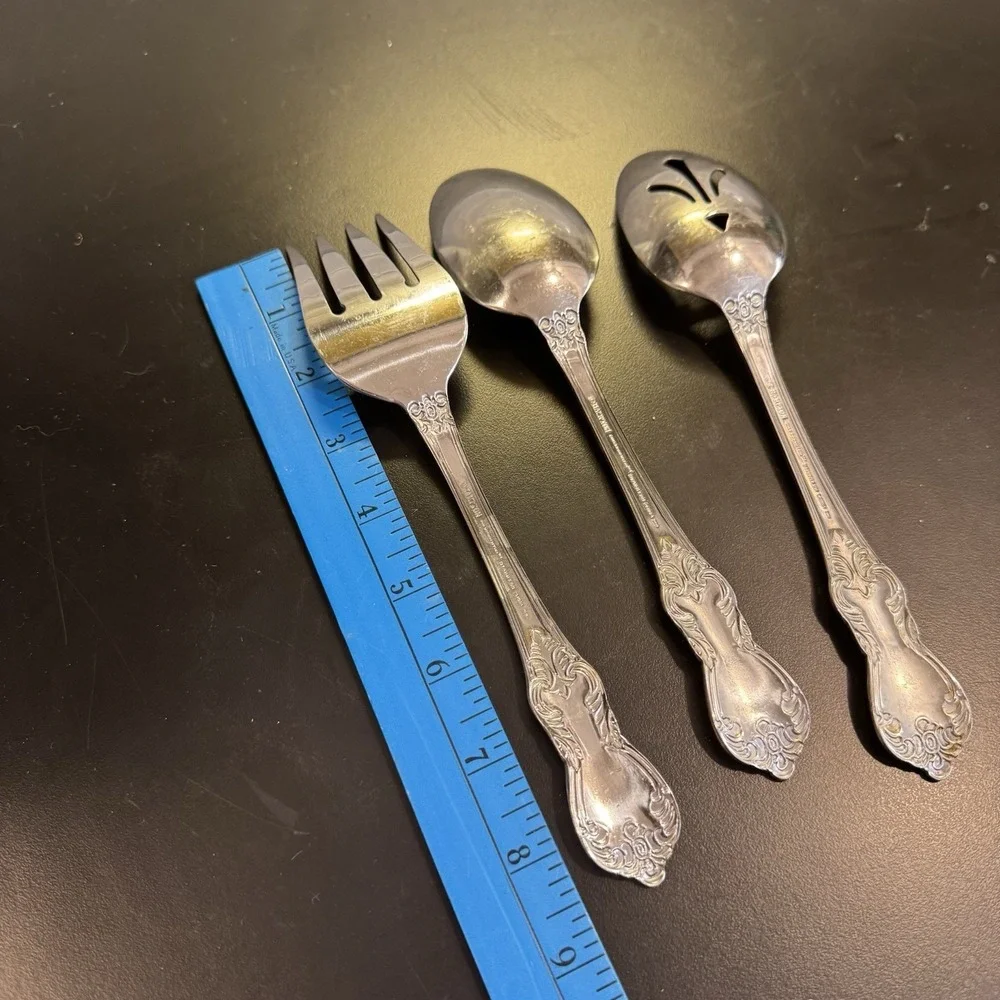 3 Hampton Silversmiths KINGSLEY Glossy Stainless Flatware HOSTESS SERVING PIECES